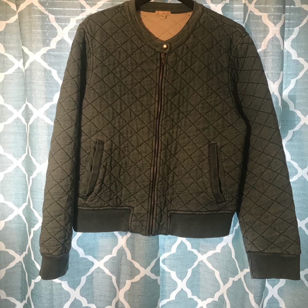 Textured Denim Bomber Jacket